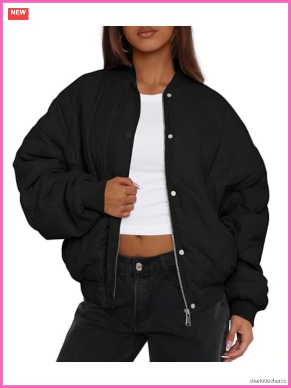 PRETTYGARDEN Quilted Bomber Jacket Cropped Zip Up Winter Coat